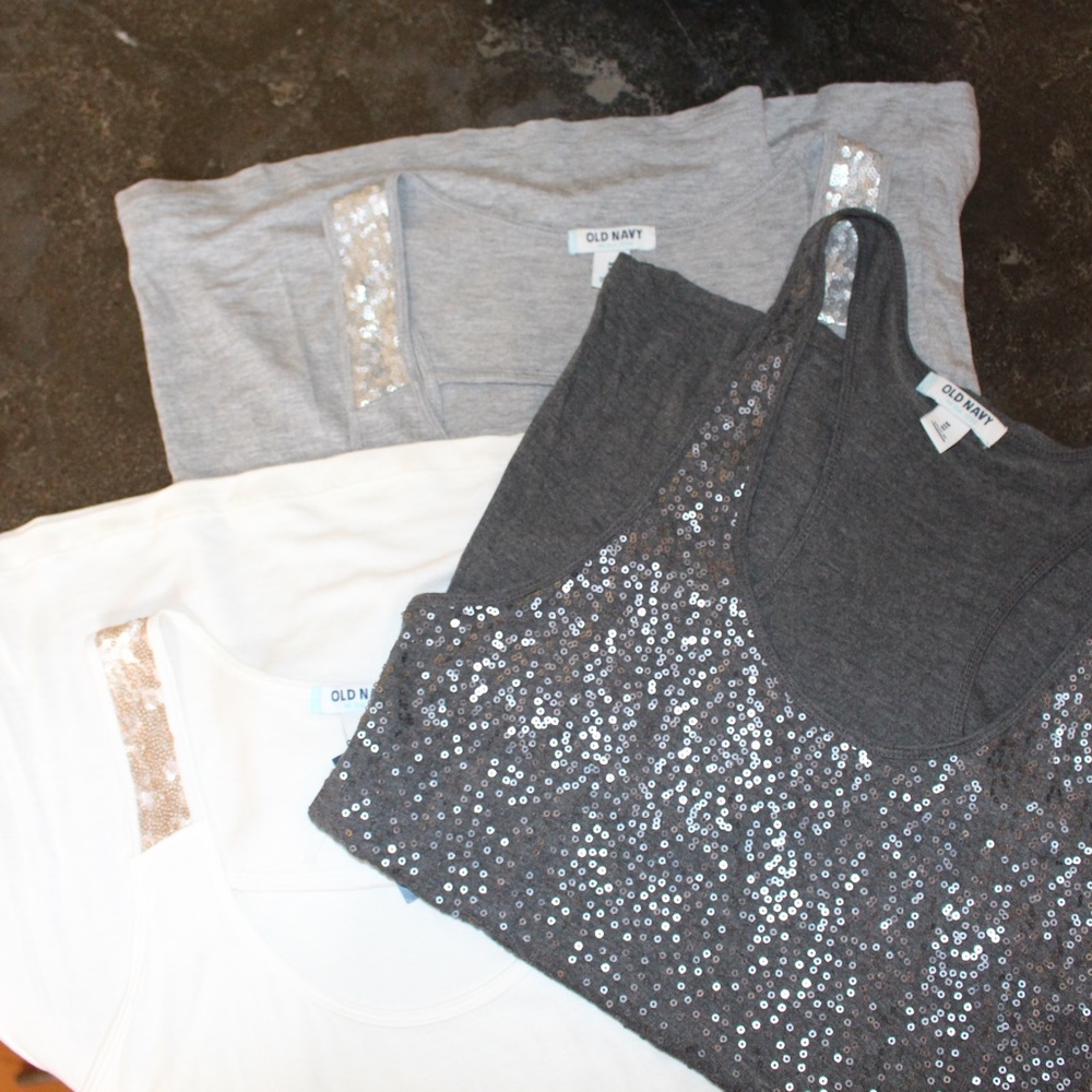 3 Old Navy, Sequins  Tank Tops.....